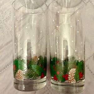 Vintage Libbey Christmas Tumblers:
Pine Cones & Holly, Set of 4